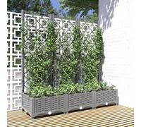 vidaXL Jardinera con Enrejado PP Gris Claro 120x40x121,5 cm, Jardinera, arriate Elevado, macetero, macetero con Enrejado, arriate