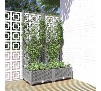 vidaXL Jardinera con enrejado PP gris claro 80x40x121,5 cm