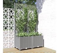 vidaXL Jardinera con Enrejado PP Gris Claro 80x40x136 cm, Jardinera, arriate Elevado, macetero, macetero con Enrejado, arriate, macetero de Exterior