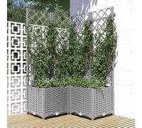 vidaXL Jardinera con enrejado PP gris claro 80x80x136 cm