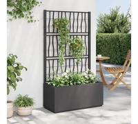 vidaXL Jardinera con enrejado 80x36x140 cm – PP gris oscuro para jardín, balcón