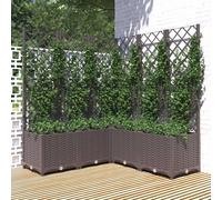 vidaXL Jardinera con enrejado PP marrón 120x120x136 cm