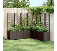 vidaXL Jardinera con enrejado PP marrón 160x160x140 cm