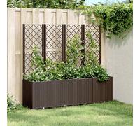 vidaXL Jardinera con enrejado PP marrón 160x40x140 cm