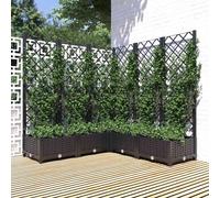 vidaXL Jardinera con enrejado PP oscuro 120x120x121,5 cm Color Gris oscuro, Marrón, Negro y mas Black