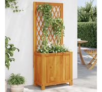 vidaXL Jardinera con enrejado y estante acacia maciza 55x29,5x132 cm