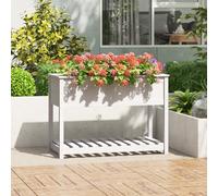 vidaXL Jardinera con estante madera maciza pino blanca 111,5x54x81 cm
