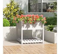 vidaXL Jardinera con estante madera maciza pino blanca 82,5x82,5x81 cm