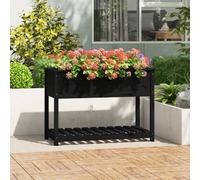 vidaXL Jardinera con estante madera maciza pino negra 111,5x54x81 cm