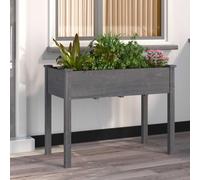 vidaXL Jardinera con forro madera maciza de abeto gris 118x59x76 cm