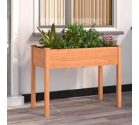 vidaXL Jardinera con forro madera maciza de abeto marrón 118x59x76 cm