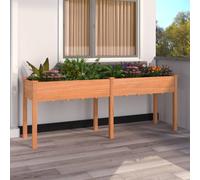 vidaXL Jardinera con forro madera maciza de abeto marrón 203x53x76 cm