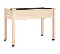 vidaXL Jardinera con forro y ruedas madera de abeto gris 118x59x80 cm