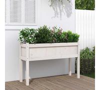 vidaXL Jardinera con patas madera maciza de pino blanco 110x31x70 cm