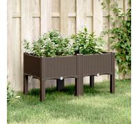 vidaXL Jardinera con patas PP marrón 80x40x42 cm