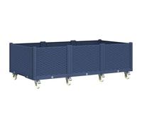 vidaXL Jardinera con ruedas PP 150x80x54 cm Azul gris