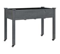 vidaXL Jardinera con Ruedas y Forro Madera de Abeto Gris 118x59x80 cm, macetero, macetero jardín, Soporte macetas, Maceta, Soporte Plantas