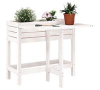 vidaXL Jardinera con tapa plegable madera maciza de pino blanca
