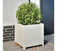 vidaXL Jardinera de acero blanca 50x50x50 cm, Macetero exterior para patio y jardín