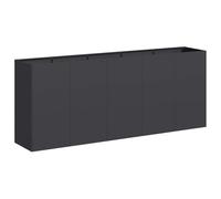 vidaXL Jardinera de acero laminado en frío 200x40x80 cm Negro, lecho elevado, soporte para plantas