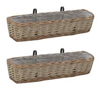 vidaXL Jardinera de balcón 2 uds mimbre con forro de PE 80 cm