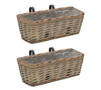 vidaXL Jardineras de balcón Mimbre PE macetero de baranda para plantas 2x