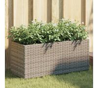 vidaXL Jardinera de jardín con 2 maceteros ratán PE gris 72x30x32 cm