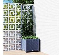 vidaXL Jardinera de jardín con enrejado azul grisáceo 40x40x136 cm PP