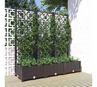 vidaXL Jardinera de jardín con enrejado, color negro, 120 x 40 x 121,5 cm, PP
