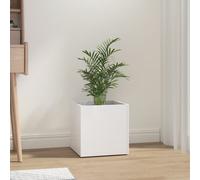 vidaXL Jardinera de madera de ingeniería blanca brillante 40x40x40 cm