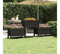 vidaXL Jardinera de madera de pino maciza negra 178,5x44x75 cm