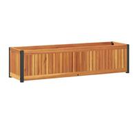 vidaXL Jardinera de madera maciza de acacia y acero exterior para flores y tomates 110x30x27,5 cm