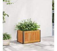 vidaXL Jardinera de madera maciza de acacia y acero 45x30x27,5 cm