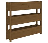 vidaXL Jardinera de madera maciza de pino 112x25x104,5 cm Color Natural, Blanco, Gris y mas Honey Brown