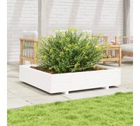 vidaXL Jardinera de madera maciza de pino blanca 110x110x26,5 cm