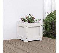 vidaXL Jardinera de madera maciza de pino blanca 31x31x31 cm