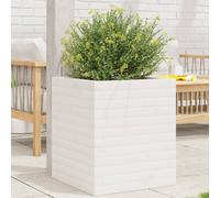 vidaXL Jardinera de madera maciza de pino blanca 40x40x46 cm