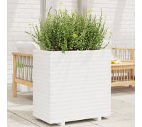 vidaXL Jardinera de madera maciza de pino blanca 70x40x72 cm