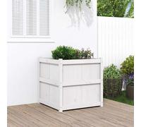 vidaXL Jardinera de madera maciza de pino blanca 70x70x70 cm