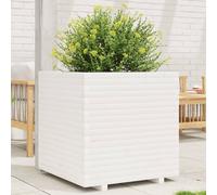 vidaXL Jardinera de madera maciza de pino blanca 70x70x72 cm