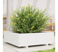 vidaXL Jardinera de madera maciza de pino blanca 80x80x26,5 cm