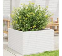 vidaXL Jardinera de madera maciza de pino blanca 80x80x46 cm