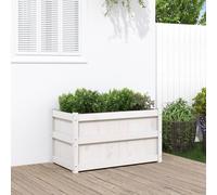 vidaXL Jardinera de madera maciza de pino blanca 90x50x50 cm