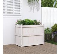vidaXL Jardinera de madera maciza de pino blanca 90x50x70 cm