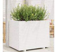 Jardinera De Madera Maciza De Pino Blanca 90x60x72 Cm Vidaxl