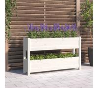 vidaXL Jardinera de madera maciza de pino blanco 112x25x66 cm