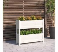 vidaXL Jardinera de madera maciza de pino blanco 77x25x66 cm