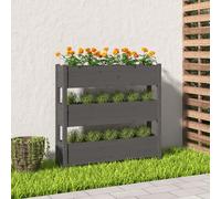 vidaXL Jardinera de madera maciza de pino gris 112x25x104,5 cm