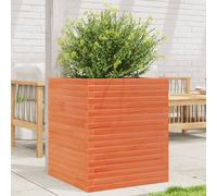 vidaXL Jardinera de madera maciza de pino 60x60x68,5 cm Color Pino natural, Blanco, Marrón cera y mas Wax brown
