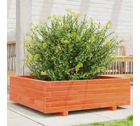 vidaXL Jardinera de madera maciza de pino marrón cera 80x80x26,5 cm